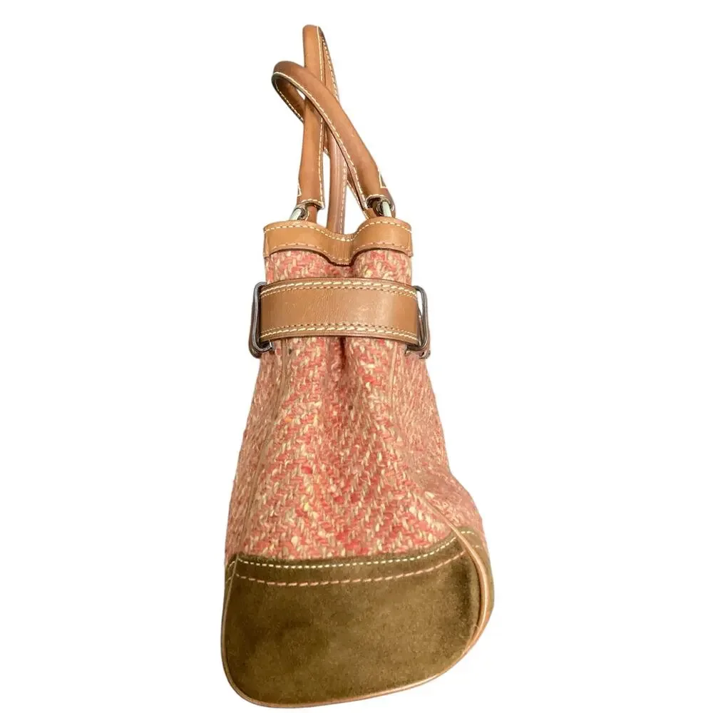 Vintage Coach Purse Women’s 1Size F11215 Y2K Hamptons Herringbone Fabric&Leather